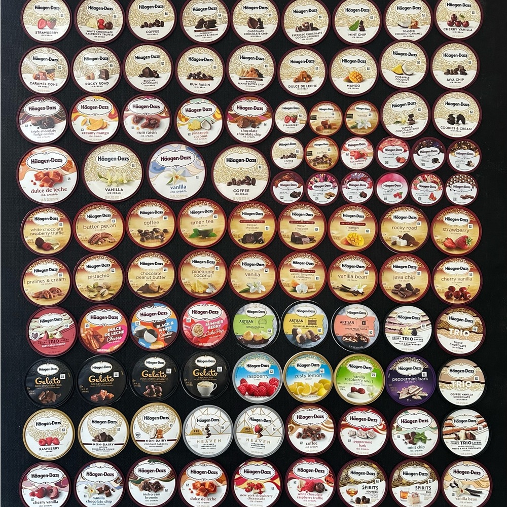 Häagen-Dazs Ice Cream RARE Lid Collection 114 units- US Brazil & Thailand Series